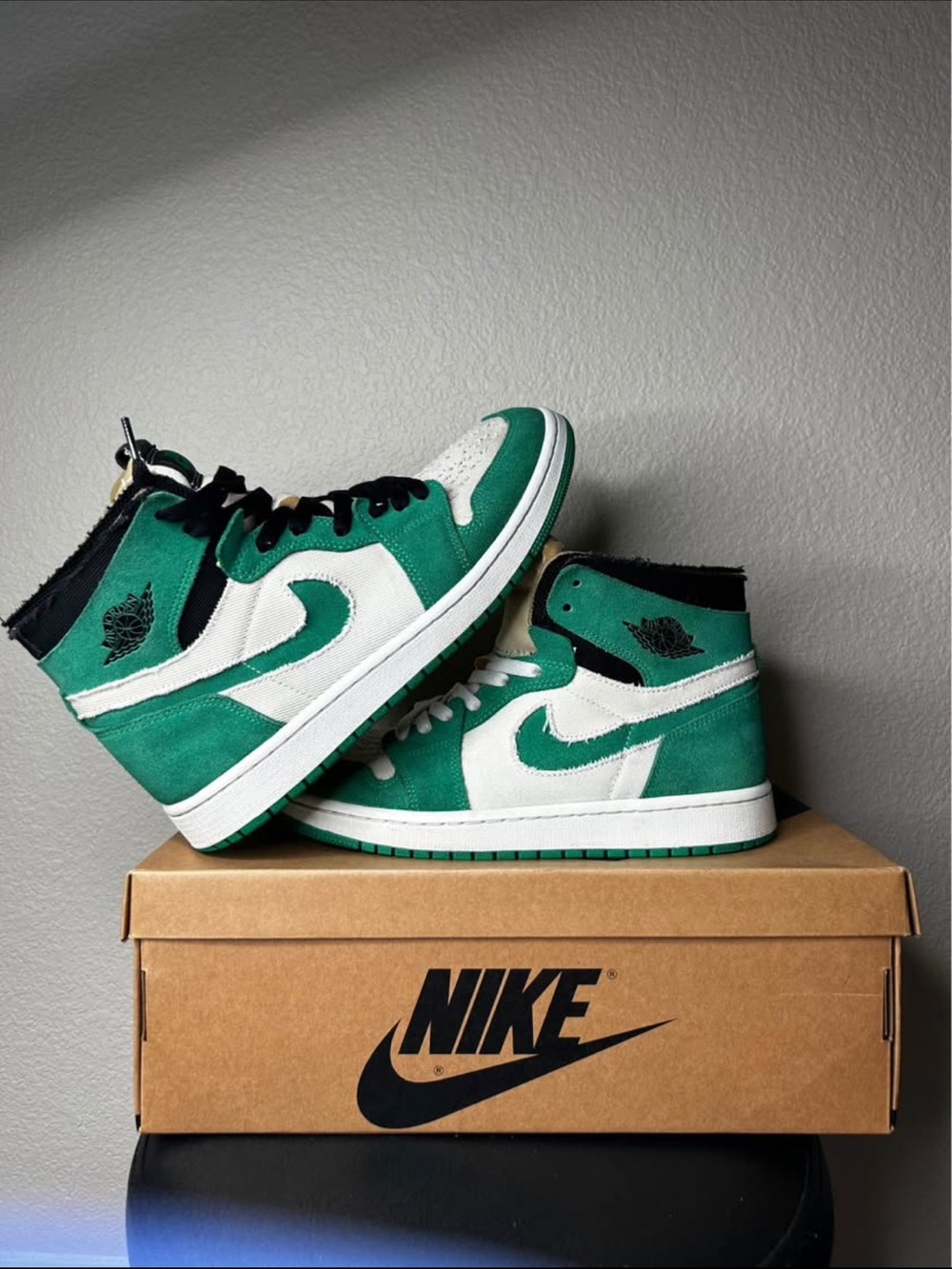 Jordan Kids' Green and White High-Top Sneakers